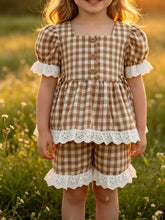 Kids' Gingham Ruffle-Trim Top and Shorts Set - Sun Imperial product photo 1