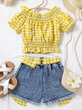 Kids' Gingham Top and Denim Shorts Set - Sun Imperial product photo 4
