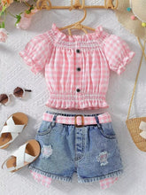 Kids' Gingham Top and Denim Shorts Set - Sun Imperial product photo 5