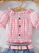 Kids' Gingham Top and Denim Shorts Set - Sun Imperial product photo 6
