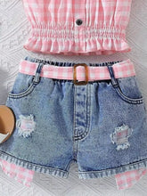 Kids' Gingham Top and Denim Shorts Set - Sun Imperial product photo 7