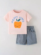Kids' Happy Vibes Graphic Tee and Denim Shorts Set - Sun Imperial product photo 1