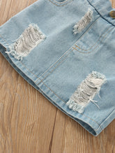 Kids' Off-Shoulder Lace Top and Denim Skirt Set - Sun Imperial product photo 9