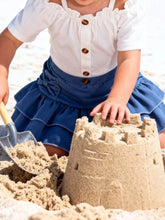 Kids' Off-Shoulder Top and Ruffled Denim Skirt Set - Sun Imperial product photo 2
