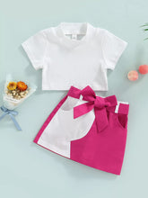 Kids' Ribbed Knit Top and Bow-Detail Skirt Set - Sun Imperial product photo 1