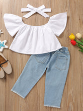 Kids' Ruffle Top and Jeans Set with Headband - Sun Imperial product photo 2