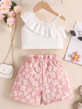 Kids' White Asymmetrical-Neck Top and Shorts Set - Sun Imperial product photo 6