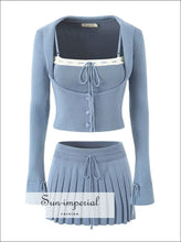 Lace-Trim Knit Cardigan, Cami and Mini Skirt — Set or Separates - Sun Imperial product photo 1