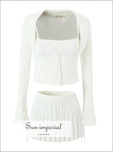 Lace-Trim Knit Cardigan, Cami and Mini Skirt — Set or Separates - Sun Imperial product photo 2