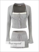 Lace-Trim Knit Cardigan, Cami and Mini Skirt — Set or Separates - Sun Imperial product photo 3
