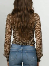 Leopard-Print Ruffle V-Neck Blouse - Sun Imperial product photo 3