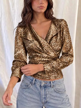 Leopard Print Wrap Blouse with Long Sleeves - Sun Imperial product photo 2