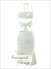 Light Yellow Bow-Back Crop Top and Ruffle Skirt Set - Sun Imperial product photo 1