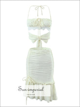 Light Yellow Bow-Back Crop Top and Ruffle Skirt Set - Sun Imperial product photo 3