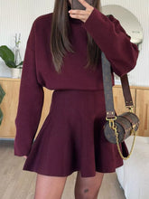 Mock Neck Knit Top and Flared Skirt Set - Sun Imperial product photo 7