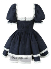 Navy Striped Lace-Trim Mini Dress - Sun Imperial product photo 2