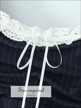 Navy Striped Lace-Trim Mini Dress - Sun Imperial product photo 3