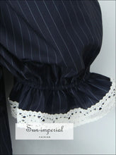 Navy Striped Lace-Trim Mini Dress - Sun Imperial product photo 4