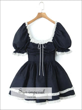 Navy Striped Lace-Trim Mini Dress - Sun Imperial product photo 7