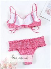 Pink Plaid Underwire Ruffle Bikini Set - Sun Imperial product photo 2