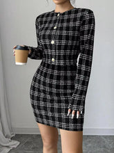 Plaid Tweed Crop Outerwear and Bodycon Mini Dress Two-Piece Set - Sun Imperial product photo 3