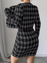 Plaid Tweed Crop Outerwear and Bodycon Mini Dress Two-Piece Set - Sun Imperial product photo 5