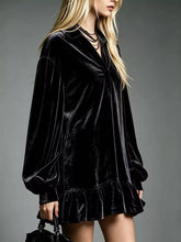 Plus-Size Velvet Ruffle-Hem Long-Sleeve Dress - Sun Imperial product photo 11