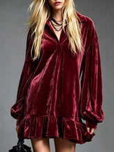 Plus-Size Velvet Ruffle-Hem Long-Sleeve Dress - Sun Imperial product photo 13
