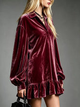 Plus-Size Velvet Ruffle-Hem Long-Sleeve Dress - Sun Imperial product photo 14