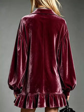 Plus-Size Velvet Ruffle-Hem Long-Sleeve Dress - Sun Imperial product photo 15