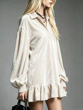 Plus-Size Velvet Ruffle-Hem Long-Sleeve Dress - Sun Imperial product photo 2
