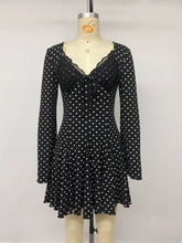 Polka-Dot Lace-Trim V-Neck Mini Dress - Sun Imperial product photo 11