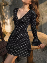 Polka Dot Long Sleeve Ruffle Hem Mini Dress - Sun Imperial product photo 3