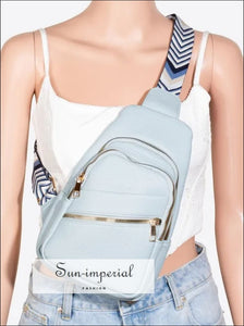 Sun-imperial Pu Leather Chevron Strap Crossbody Bag Ship from USA, Sun-Imperial PU United States