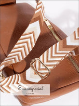 Sun-imperial Pu Leather Chevron Strap Crossbody Bag Ship from USA, Sun-Imperial PU United States