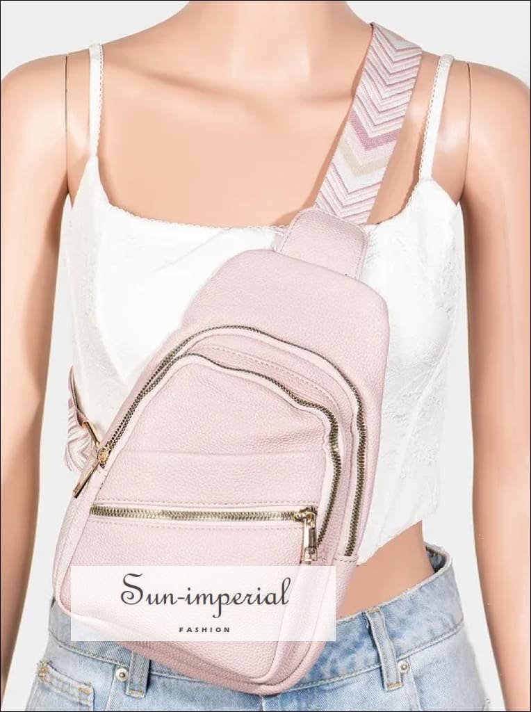 Sun-imperial Pu Leather Chevron Strap Crossbody Bag Ship from USA, Sun-Imperial PU United States