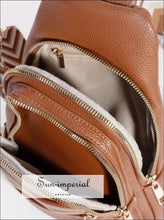 Sun-imperial Pu Leather Chevron Strap Crossbody Bag Ship from USA, Sun-Imperial PU United States