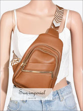 Sun-imperial Pu Leather Chevron Strap Crossbody Bag Ship from USA, Sun-Imperial PU United States
