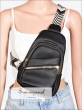 Sun-imperial Pu Leather Chevron Strap Crossbody Bag Ship from USA, Sun-Imperial PU United States