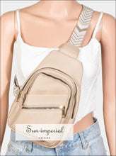 Sun-imperial Pu Leather Chevron Strap Crossbody Bag Ship from USA, Sun-Imperial PU United States