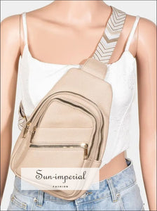 Sun-imperial Pu Leather Chevron Strap Crossbody Bag Ship from USA, Sun-Imperial PU United States