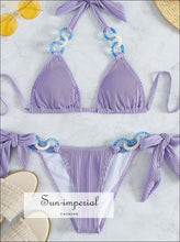 Purple Ring-Detail High-Waist Bikini Set - Sun Imperial product photo 1