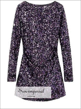Purple Sequin Long-Sleeve Backless Mini Dress - Sun Imperial product photo 1