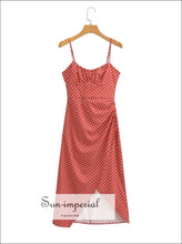 Red Polka-Dot Backless Midi Dress with Slit - Sun Imperial product photo 1