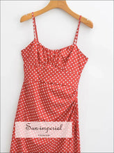 Red Polka-Dot Backless Midi Dress with Slit - Sun Imperial product photo 3