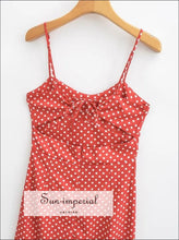 Red Polka-Dot Backless Midi Dress with Slit - Sun Imperial product photo 6