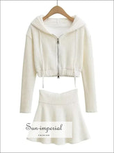 Ribbed Dual-Zip Cropped Hoodie and Mini Skirt Set - Sun Imperial product photo 7