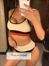 Ribbed Striped Wire-Free High-Waist Bikini Set - Sun Imperial product photo 3