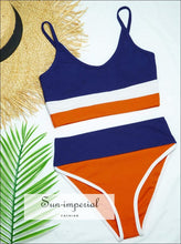 Ribbed Striped Wire-Free High-Waist Bikini Set - Sun Imperial product photo 9