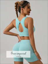 Ribbed Yoga Set with Cutout-Back Bra: Shorts or Leggings - Sun Imperial product photo 14